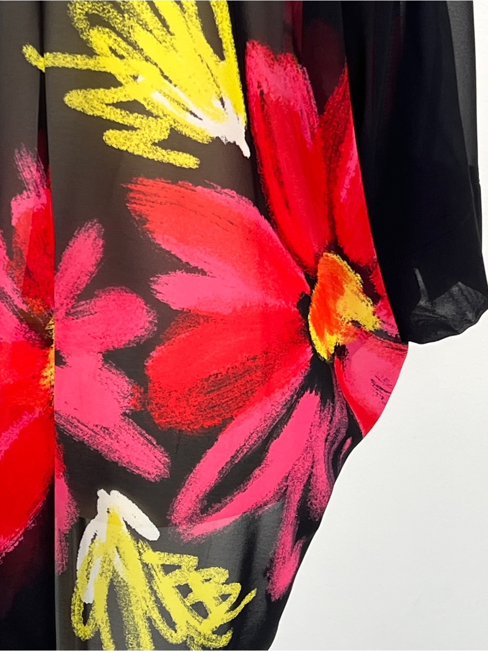 EUC! IC By Connie K Black and Red Floral Sheer Georgette Tunic Top Size XL - Picture 7 of 8